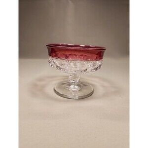 Vintage Kings Crown Ruby Red Thumbprint Candle Holder